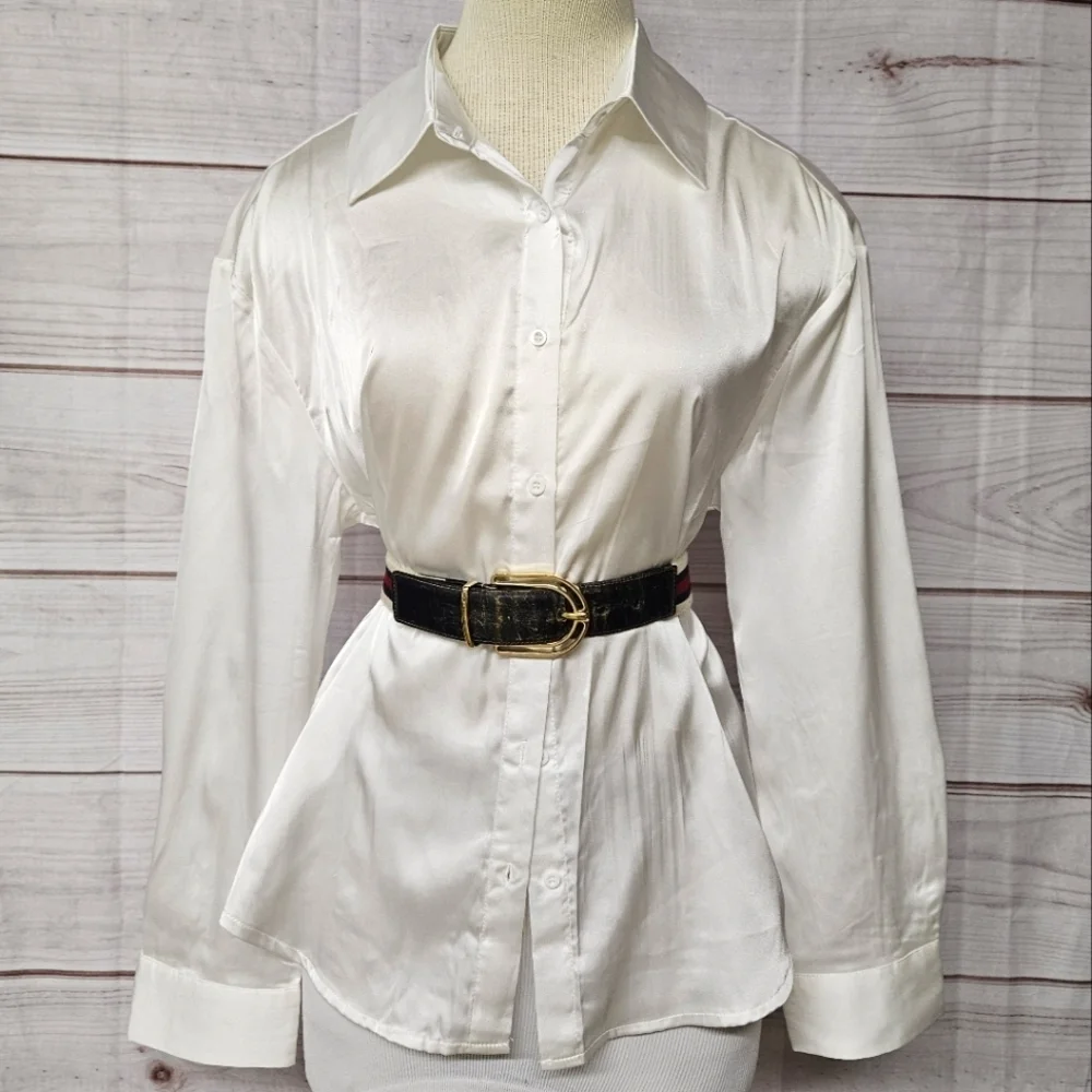 Gucci Nylon And Leather Belt In Cream Navy And Red Size 32 / 80 - Picture 3 of 12